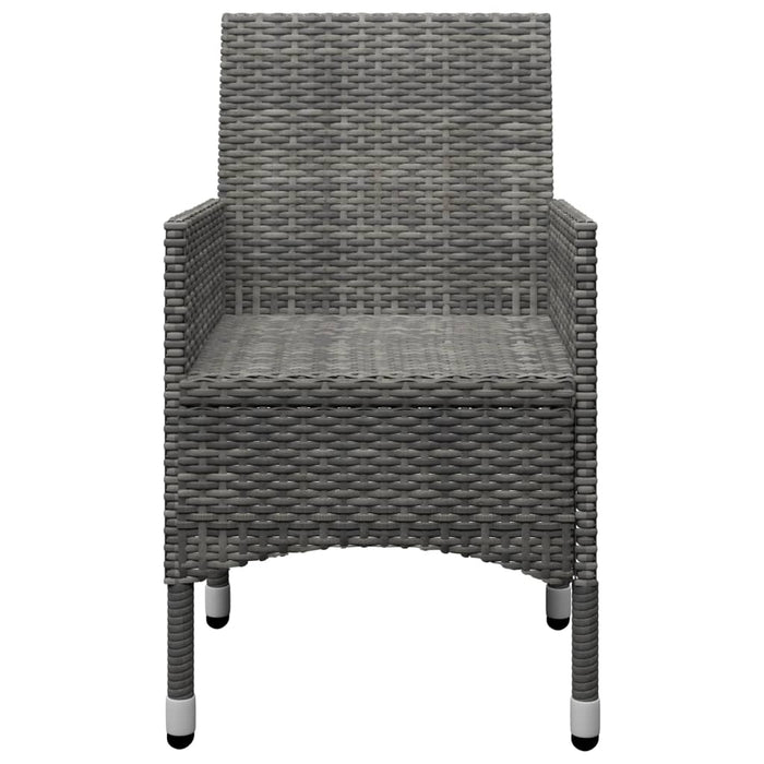 3-tlg. Bistro-Set Poly Rattan und Akazienholz Grau