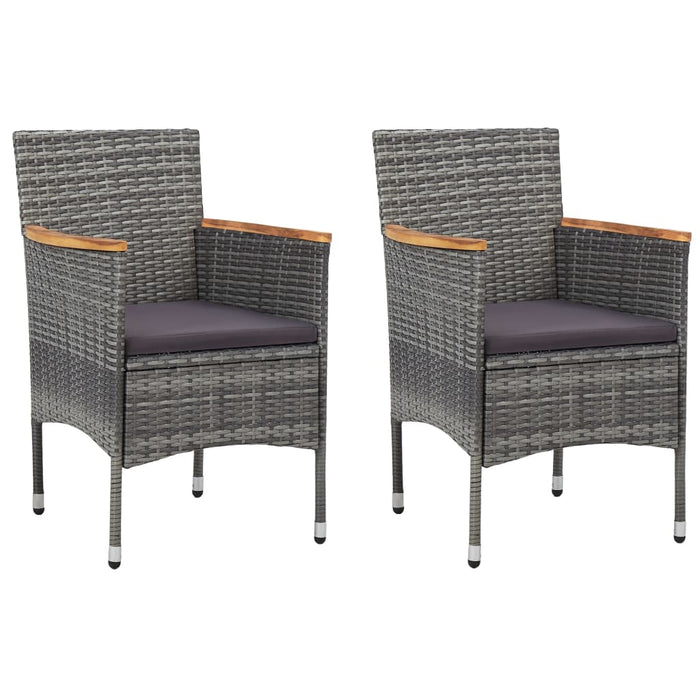 3-tlg. Bistro-Set Poly Rattan und Akazienholz Grau