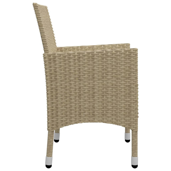 3-tlg. Bistro-Set Poly Rattan und Hartglas Beige