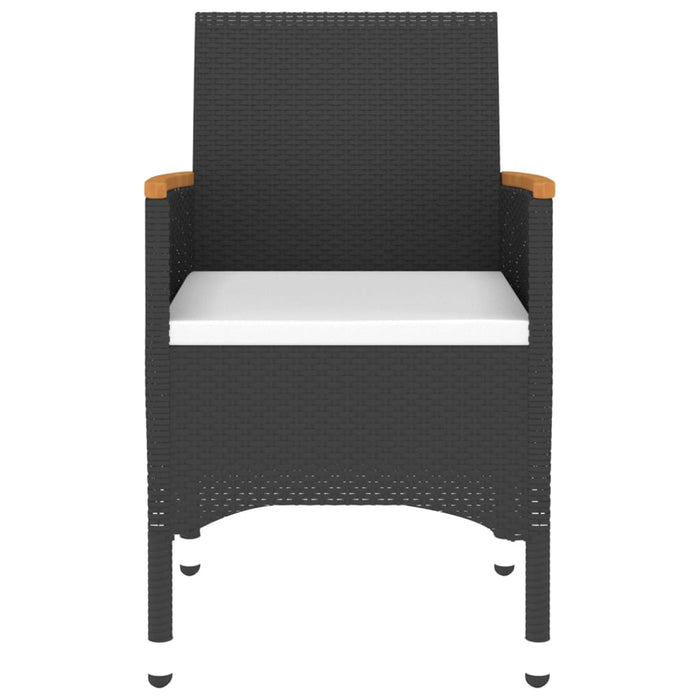 5-tlg. Garten-Essgruppe Poly Rattan und Hartglas Schwarz