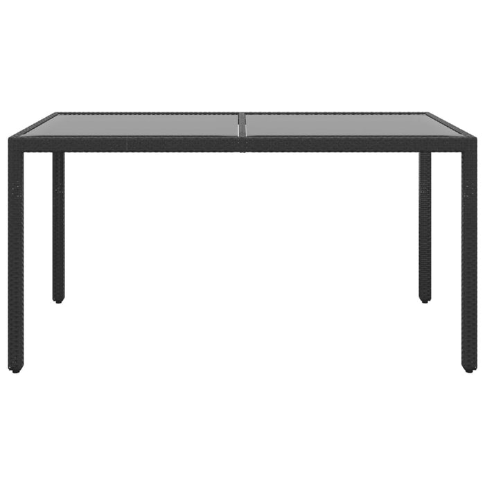 5-tlg. Garten-Essgruppe Poly Rattan und Hartglas Schwarz