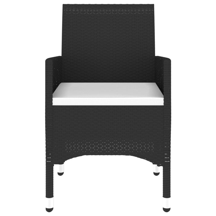 3-tlg. Garten-Essgruppe Poly Rattan Schwarz