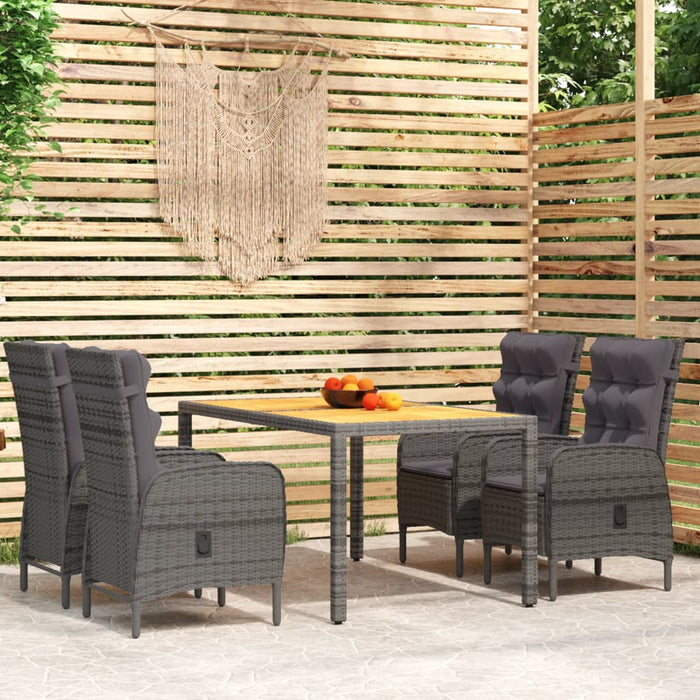 5-tlg. Garten-Essgruppe Poly Rattan Grau