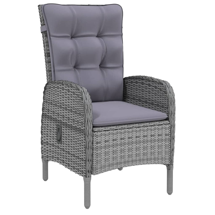 7-tlg. Garten-Essgruppe Poly Rattan Grau