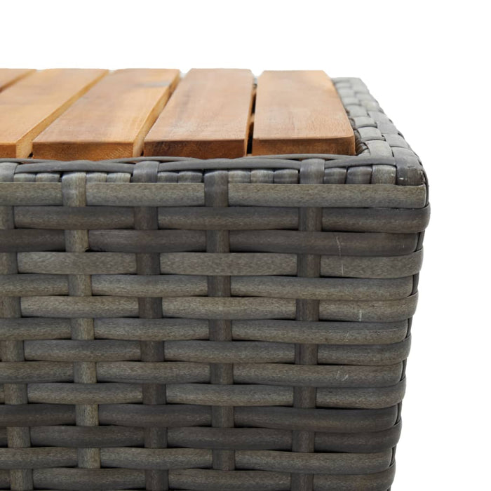 3-tlg. Bistro-Set Poly Rattan und Akazienholz Grau