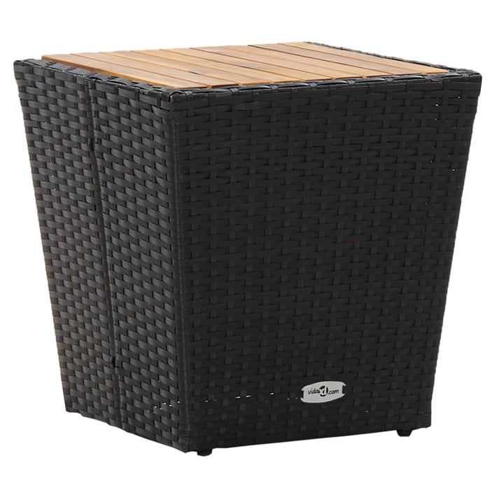 3-tlg. Bistro-Set Poly Rattan und Akazienholz Schwarz