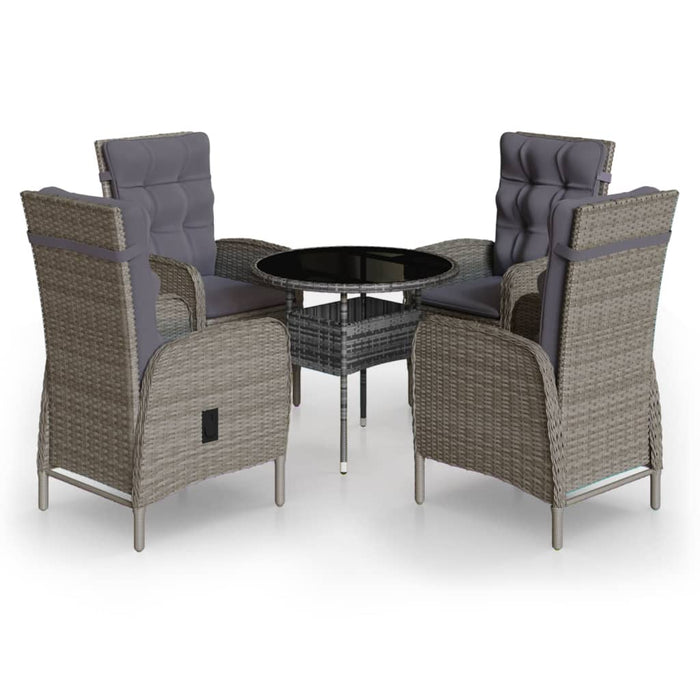 5-tlg. Garten-Bistro-Set Poly Rattan Grau