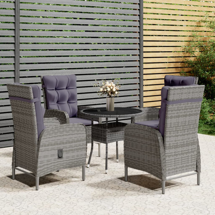5-tlg. Garten-Bistro-Set Poly Rattan Grau