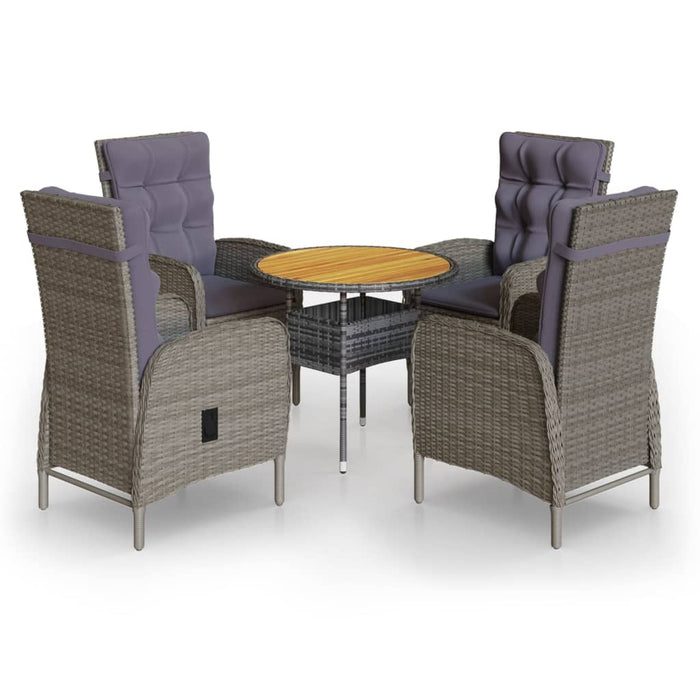 5-tlg. Garten-Bistro-Set Poly Rattan Grau