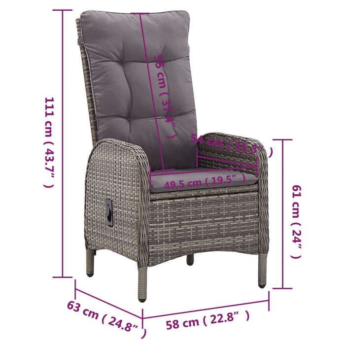 5-tlg. Garten-Bistro-Set Poly Rattan Grau