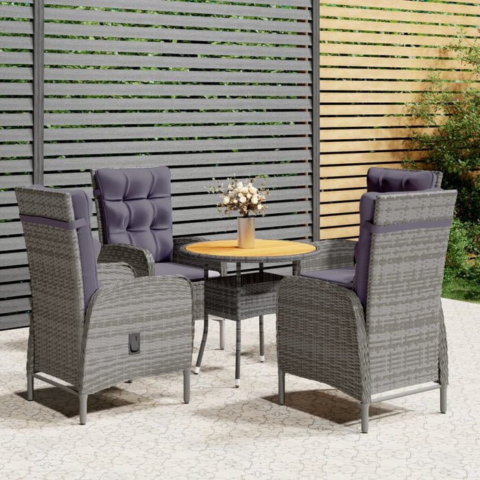 5-tlg. Garten-Bistro-Set Poly Rattan Grau