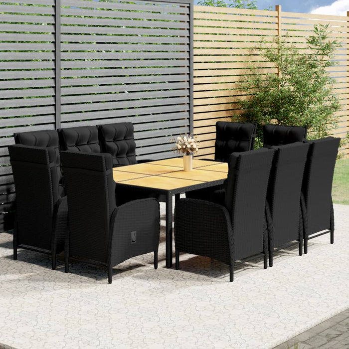 11-tlg. Garten-Essgruppe Poly Rattan Schwarz