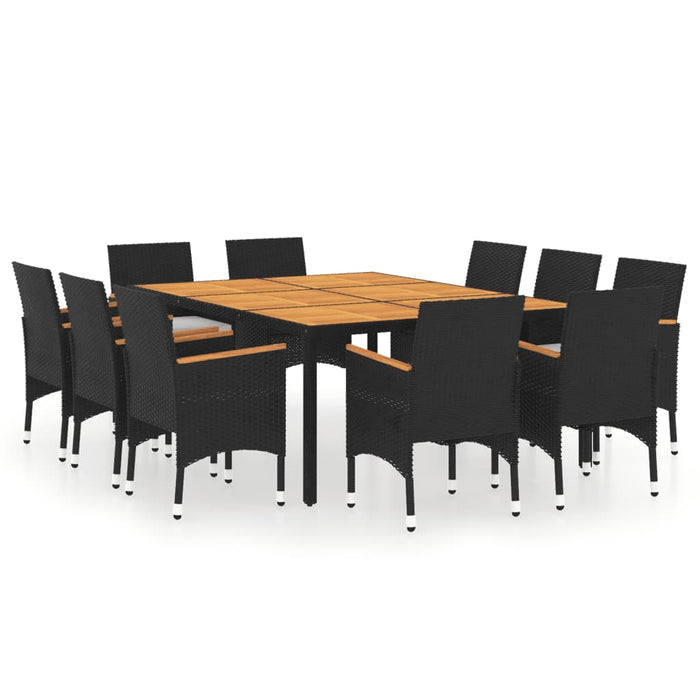 11-tlg. Garten-Essgruppe Poly Rattan Schwarz