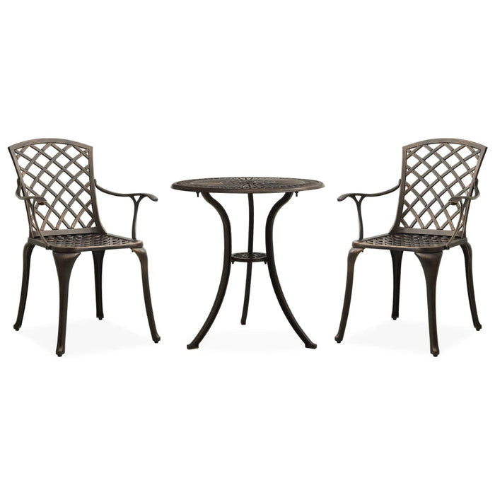3-tlg. Bistro-Set Aluminiumguss Bronzen