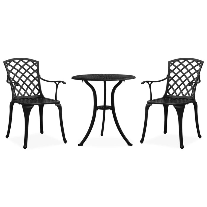 3-tlg. Bistro-Set Aluminiumguss Schwarz