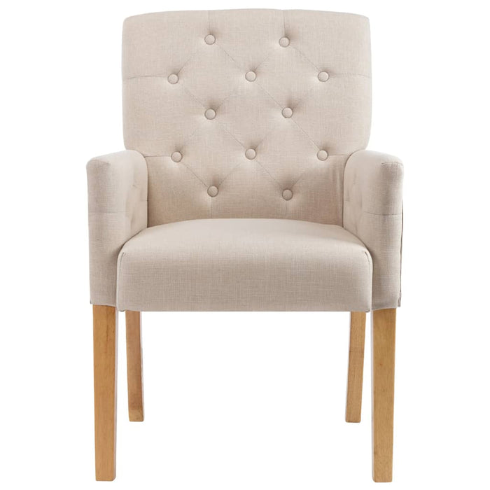 Dining room chairs with armrests 2 pcs. Beige fabric