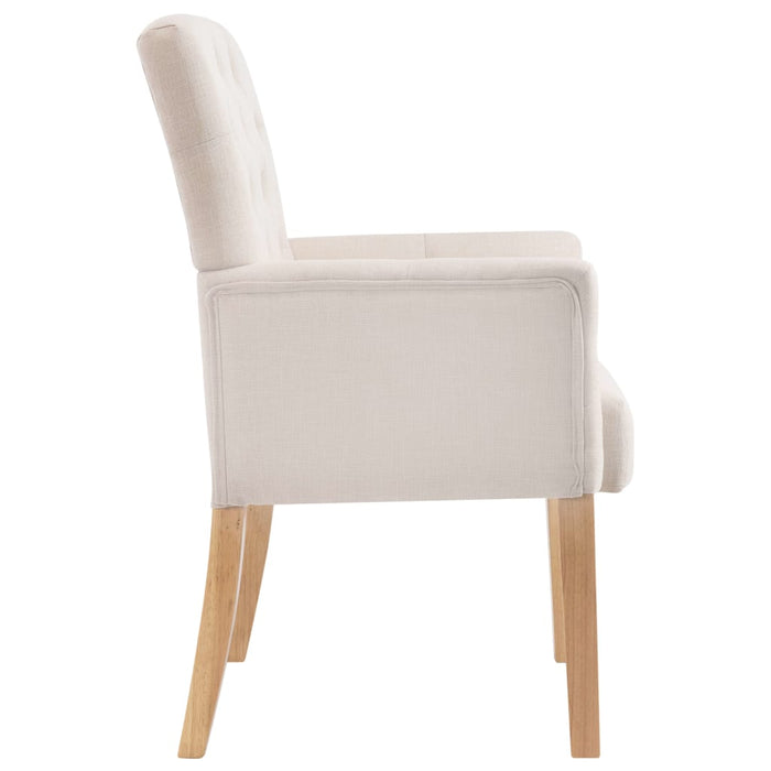 Dining room chairs with armrests 2 pcs. Beige fabric