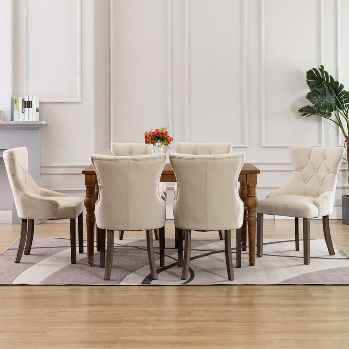Dining room chairs 6 pcs. Beige fabric