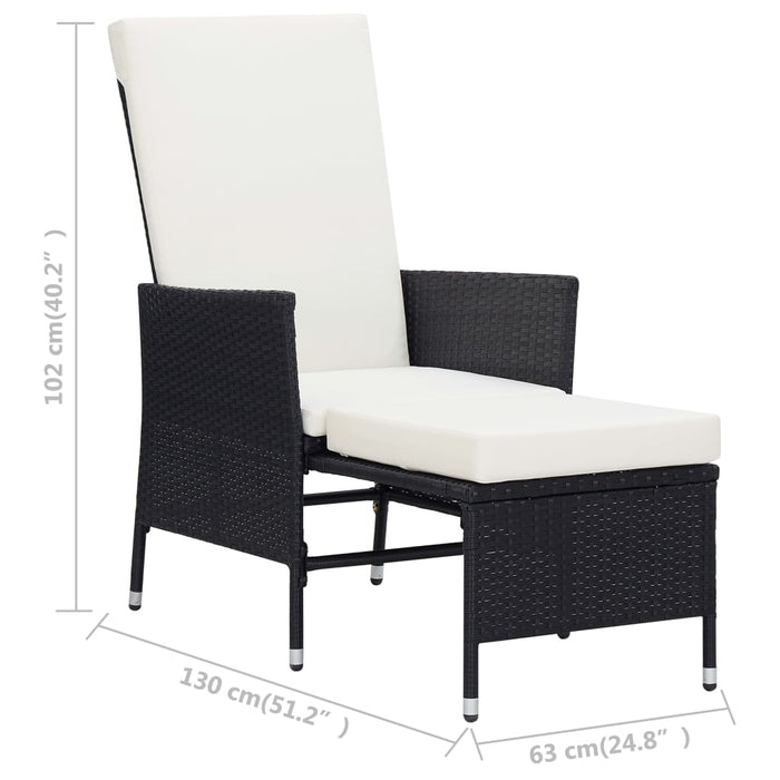 3-tlg. Garten-Lounge-Set mit Auflagen Poly Rattan Schwarz