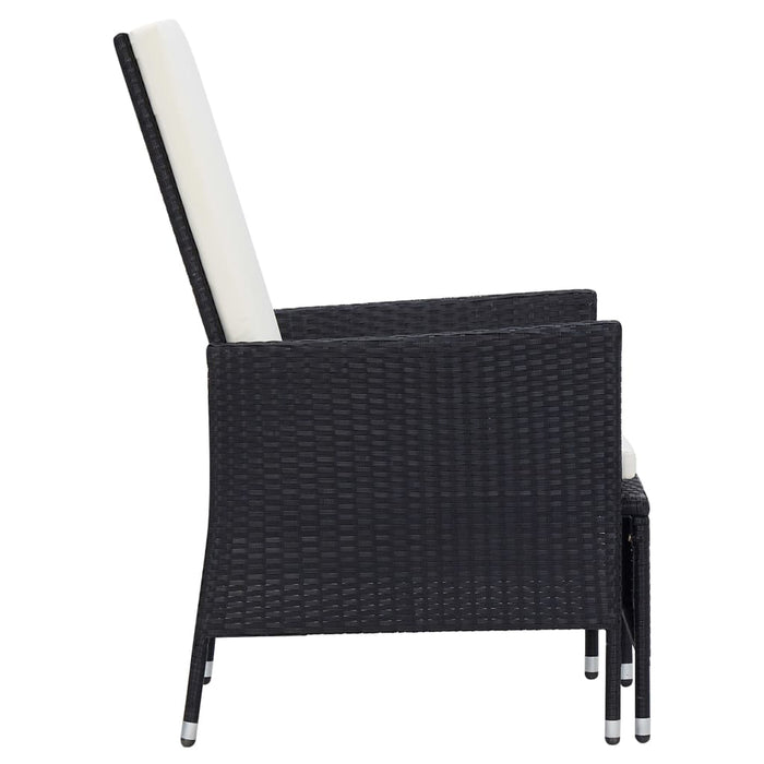 3-tlg. Garten-Lounge-Set mit Auflagen Poly Rattan Schwarz