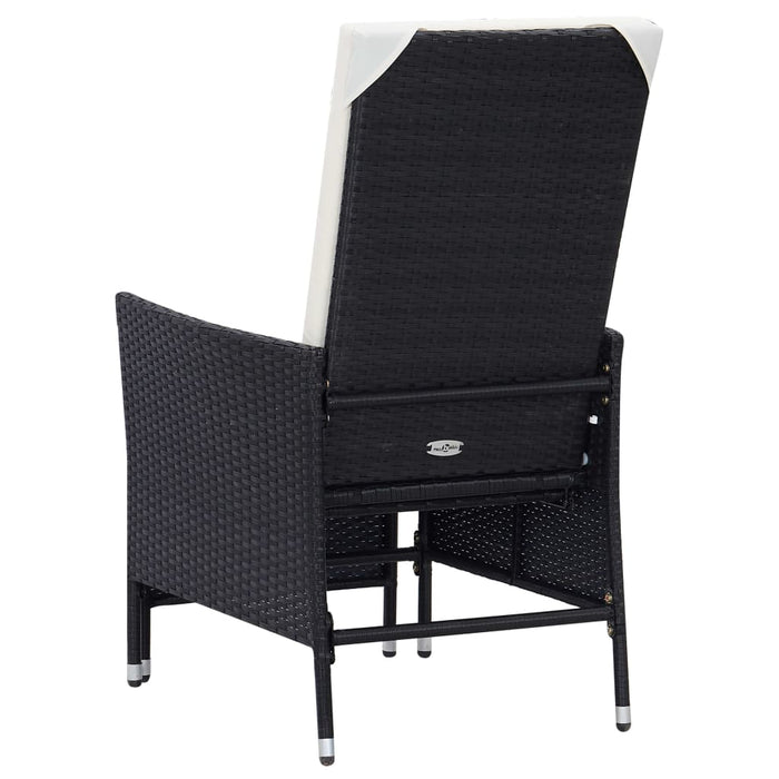 3-tlg. Garten-Lounge-Set mit Auflagen Poly Rattan Schwarz