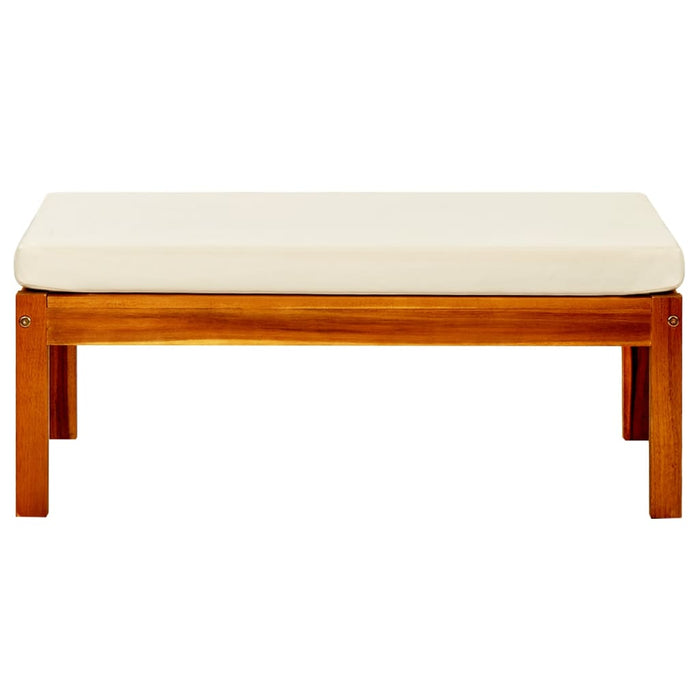 Garden bench with sun canopy and footstools made of solid acacia wood