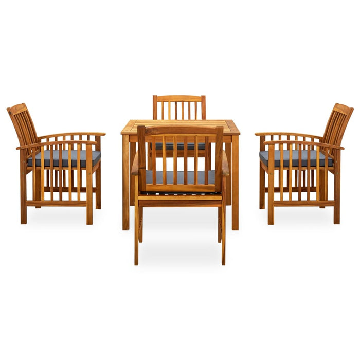 5-tlg. Garten-Essgruppe mit Kissen Massivholz Akazie