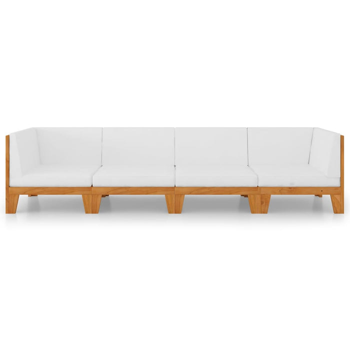 4-tlg. Garten-Lounge-Set mit Kissen Akazie Massivholz