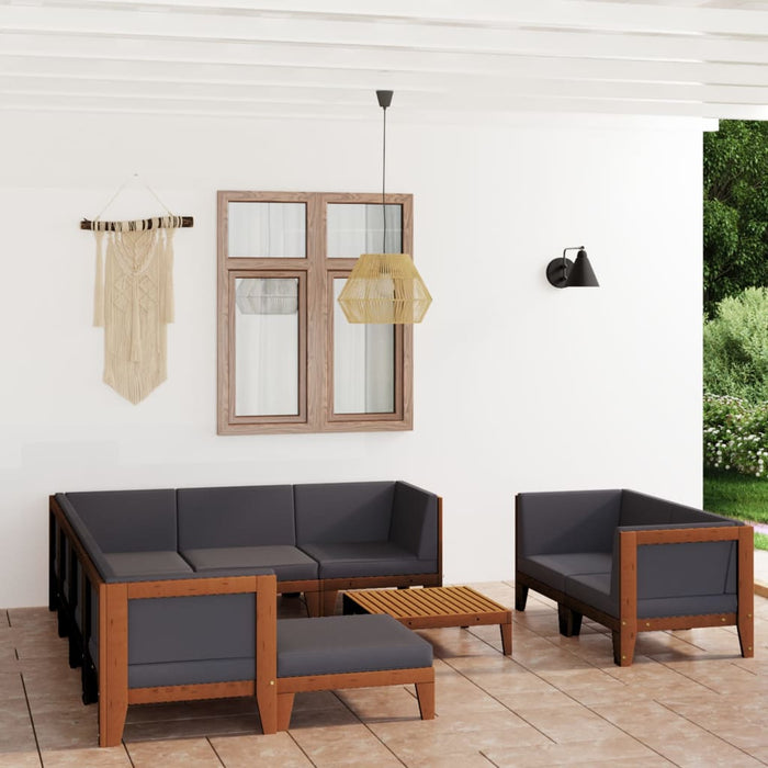 10 pcs. Garden lounge set with cushions in solid acacia wood