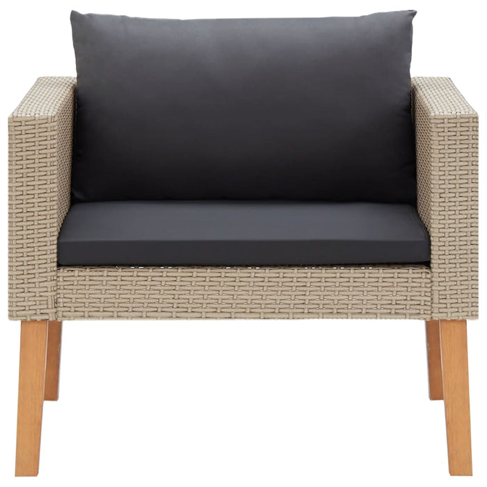 4-tlg. Garten-Lounge-Set mit Auflagen Poly Rattan Beige