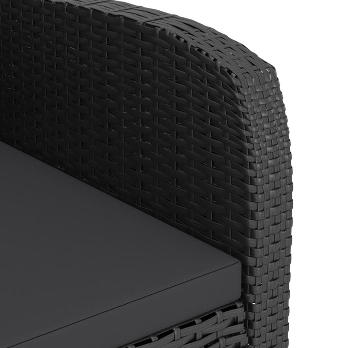 9-tlg. Garten-Essgruppe mit Auflagen Poly Rattan Schwarz