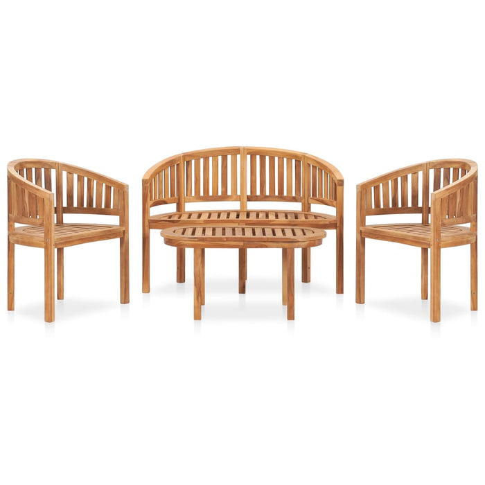 4-tlg. Garten-Lounge-Set Massivholz Teak