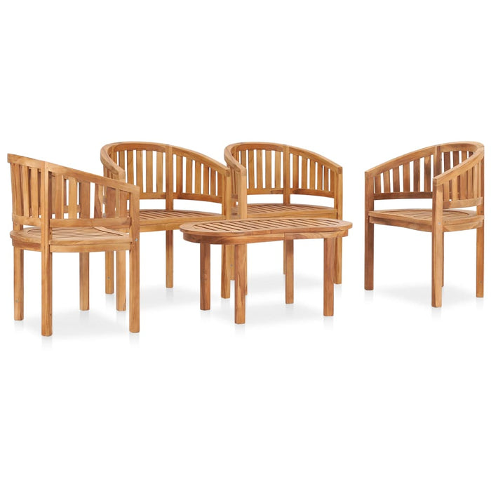 5-tlg. Garten-Lounge-Set Massivholz Teak