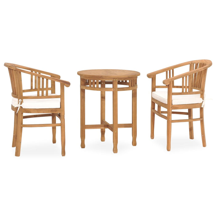 3-tlg. Garten-Essgruppe mit Auflagen Teak Massivholz