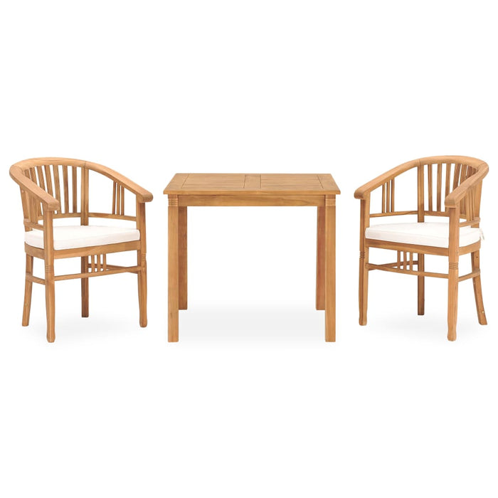 3 pcs. Garden dining group with solid teak wood cushions