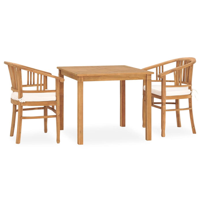 3 pcs. Garden dining group with solid teak wood cushions