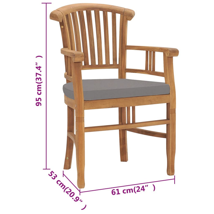 5-tlg. Garten-Essgruppe mit Kissen Massivholz Teak