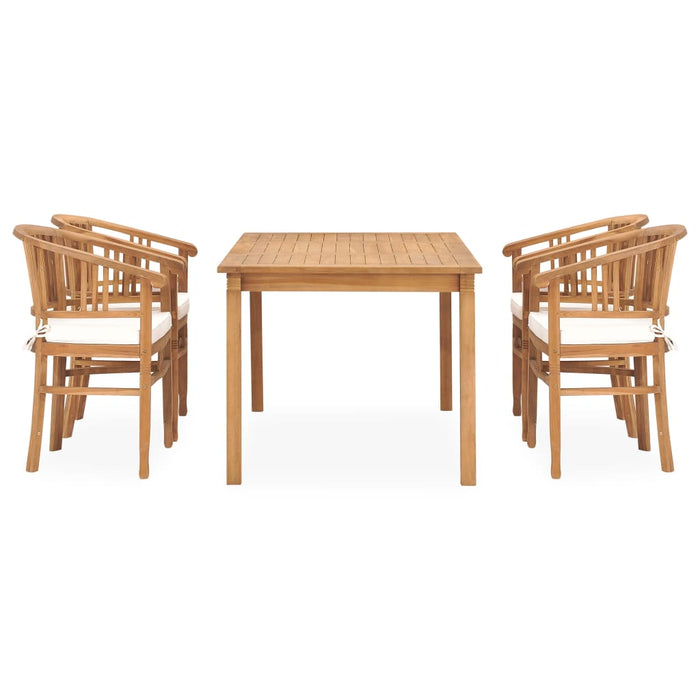 5-tlg. Garten-Essgruppe mit Kissen Massivholz Teak