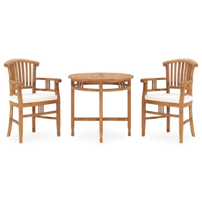 3-tlg. Garten-Essgruppe mit Kissen Massivholz Teak