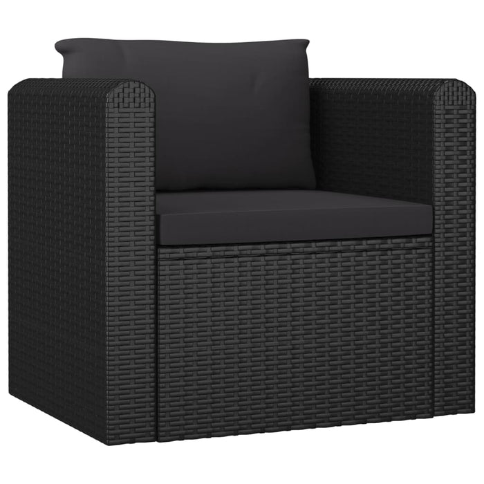 10-tlg. Garten-Lounge-Set mit Kissen Poly Rattan Schwarz