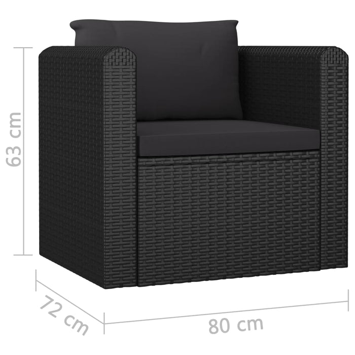 10-tlg. Garten-Lounge-Set mit Kissen Poly Rattan Schwarz