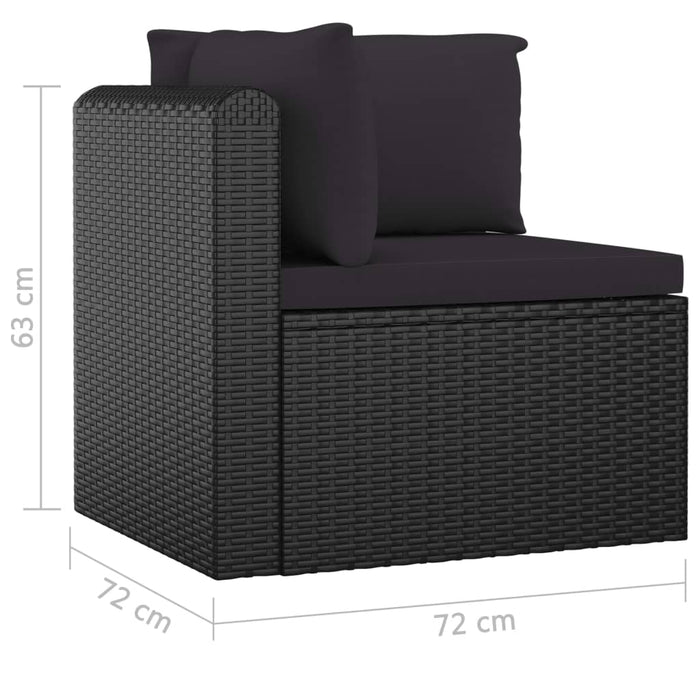 11-tlg. Garten-Lounge-Set mit Kissen Poly Rattan Schwarz