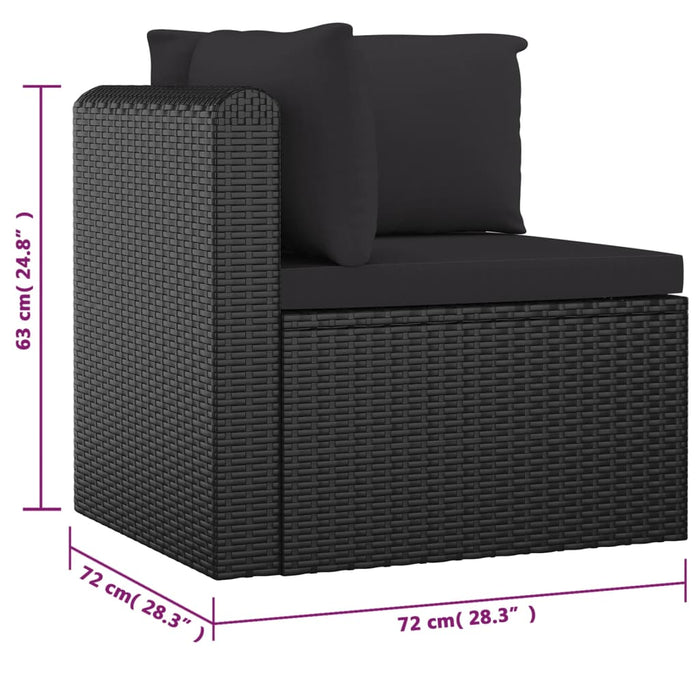 9-tlg. Garten-Lounge-Set mit Kissen Poly Rattan Schwarz