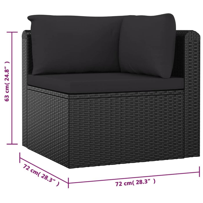 9-tlg. Garten-Lounge-Set mit Kissen Poly Rattan Schwarz