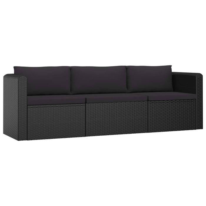 10-tlg. Garten-Lounge-Set mit Kissen Poly Rattan Schwarz