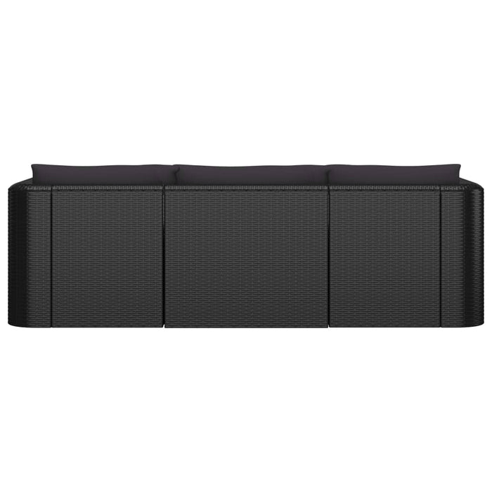 10-tlg. Garten-Lounge-Set mit Kissen Poly Rattan Schwarz