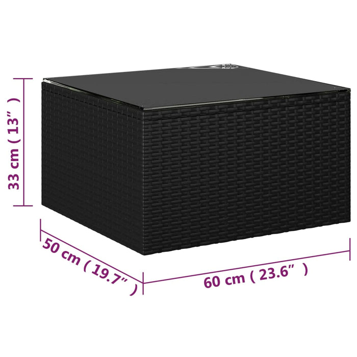 7-tlg. Garten-Lounge-Set mit Kissen Poly Rattan Schwarz