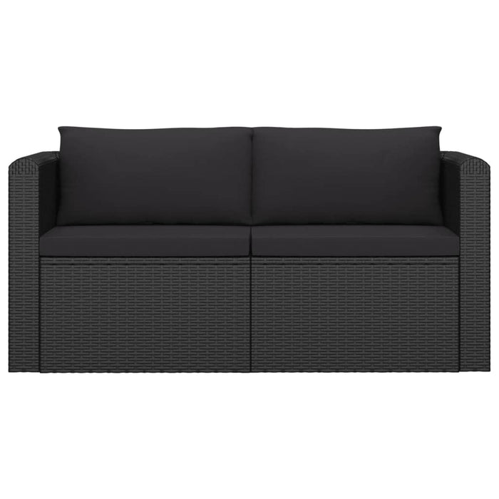 7-tlg. Garten-Lounge-Set mit Kissen Poly Rattan Schwarz