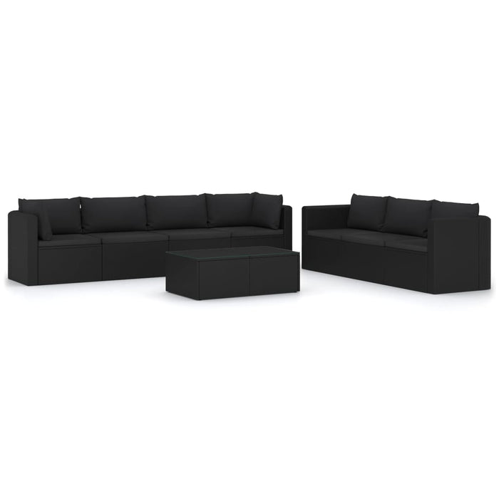 8-tlg. Garten-Lounge-Set mit Kissen Poly Rattan Schwarz