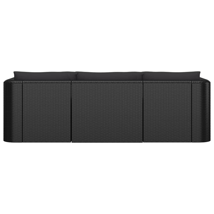 8-tlg. Garten-Lounge-Set mit Kissen Poly Rattan Schwarz